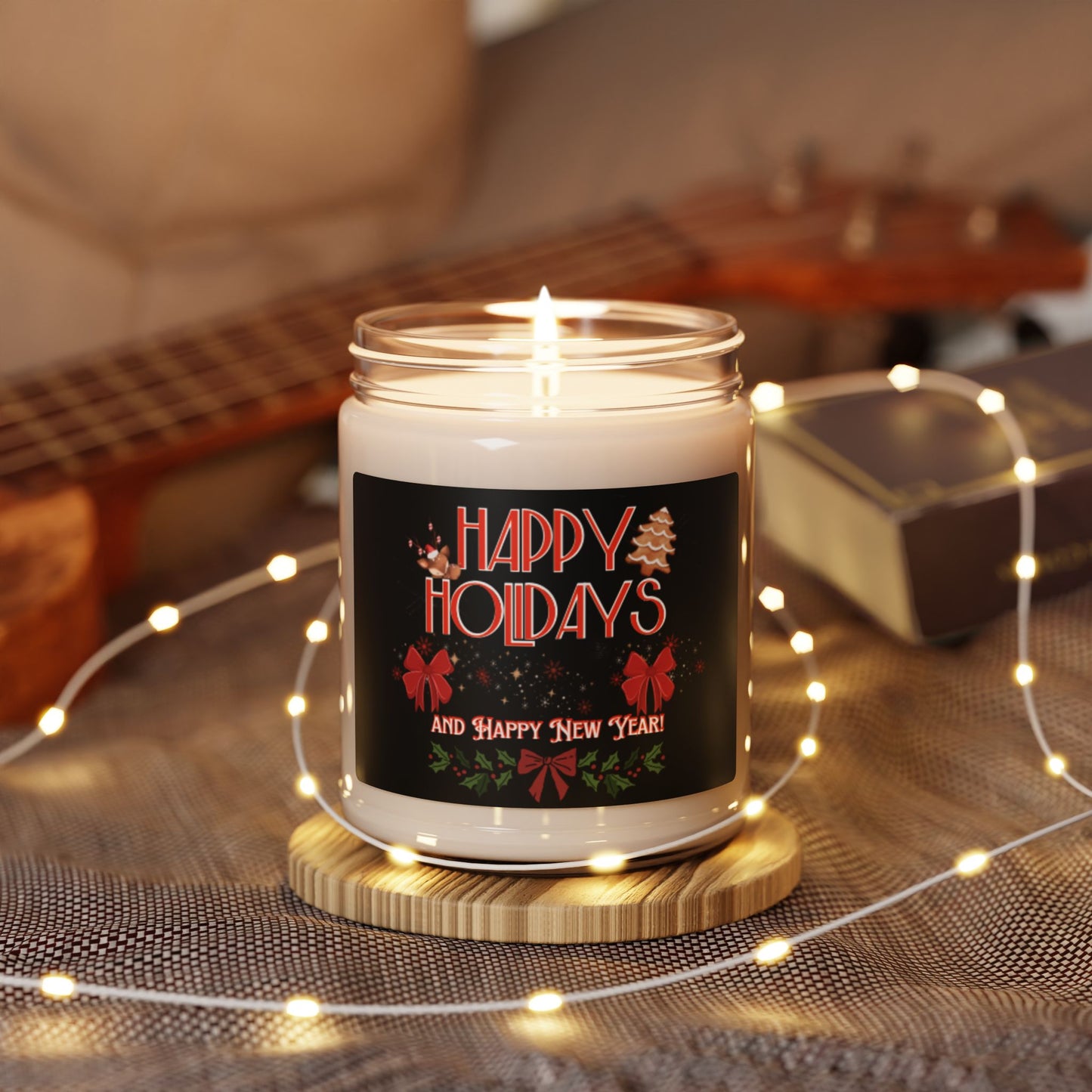 💥Happy Holidays Christmas Scented Soy Candles 9oz 💥 9 Different Aromatic Scents 💥1 Unscented 💥Eco-friendly 💥 Burn Time 50-60 Hours 💥Cinnamon - Vanilla - Clean Cotton - Apple Harvest +