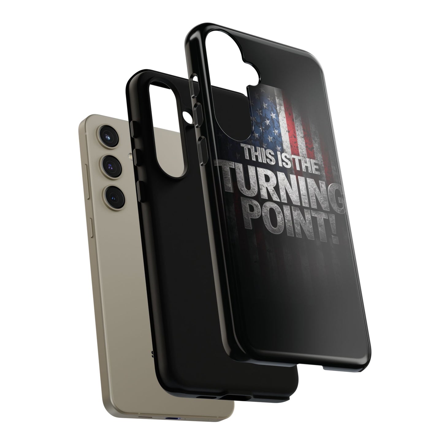 Stunning Patriotic Protective Cell Phone Case - Charlie Kirk - This Is The Turning Point! - Red White Blue - Beautiful American Flag Backdrop Design - Perfect Gift for Everyday Use, Durable Cover, Stylish Protection
