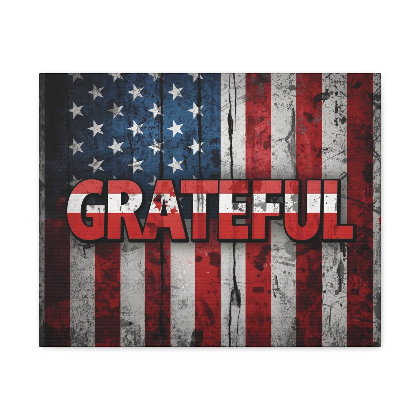 Grateful American Flag Wall Art | Patriotic Canvas Decor, Home Wall Decor, Inspirational Gift, 4th of July Decoration, Veteran's Day