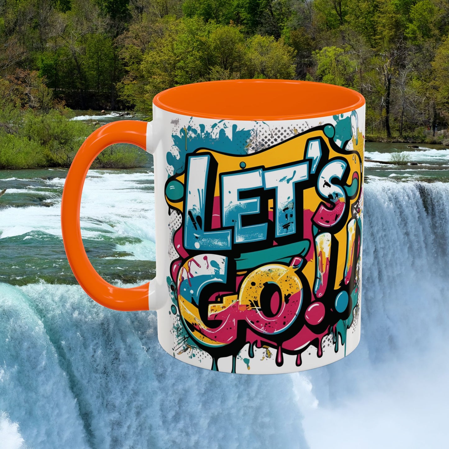 Vibrant Ceramic Mug Inspirational Let's Go! Graffiti Mug Coffee Mug Progress Not Perfection Sizes 11oz & 15oz Birthday Gift Graduation Gift 8 Different Color Options