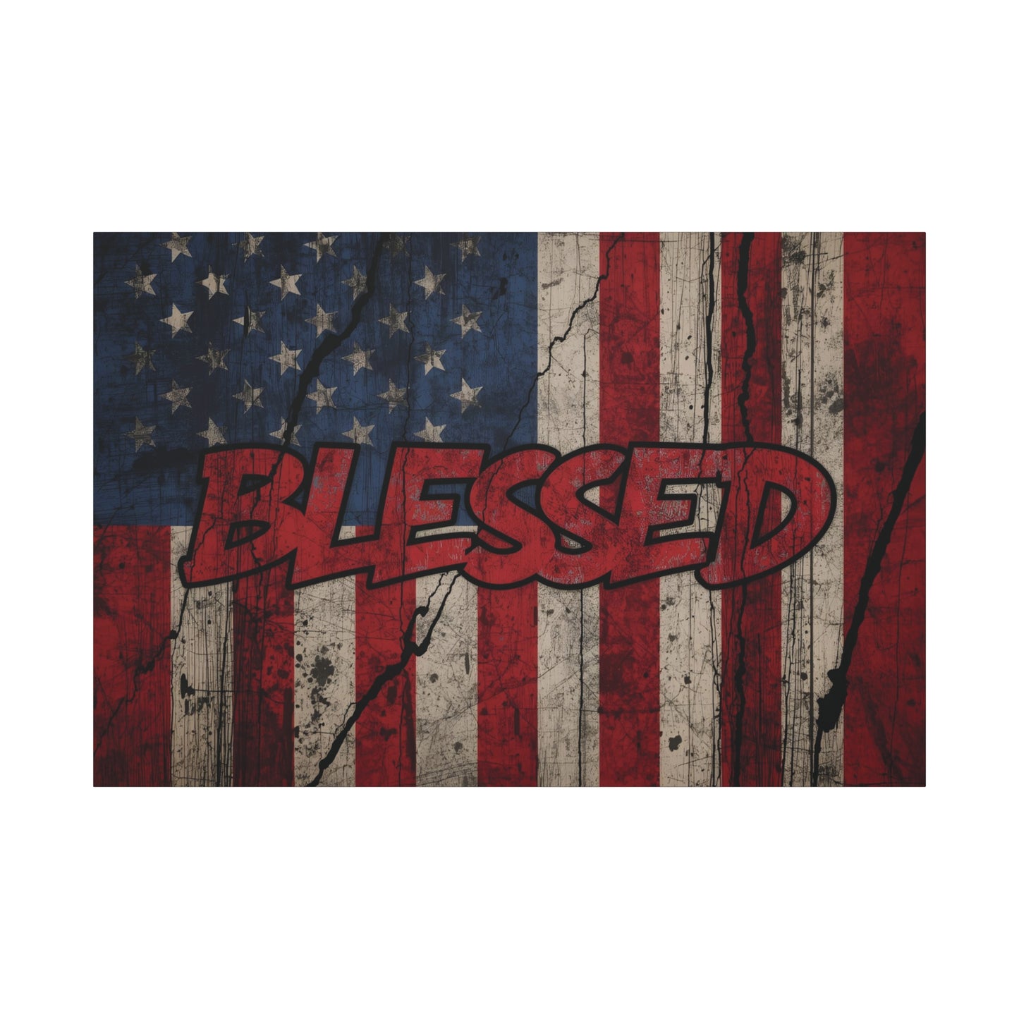 Blessed Patriotic Canvas Wall Art, Americana Decor, Home Wall Decoration, Rustic Flag Artwork, US Flag Decor