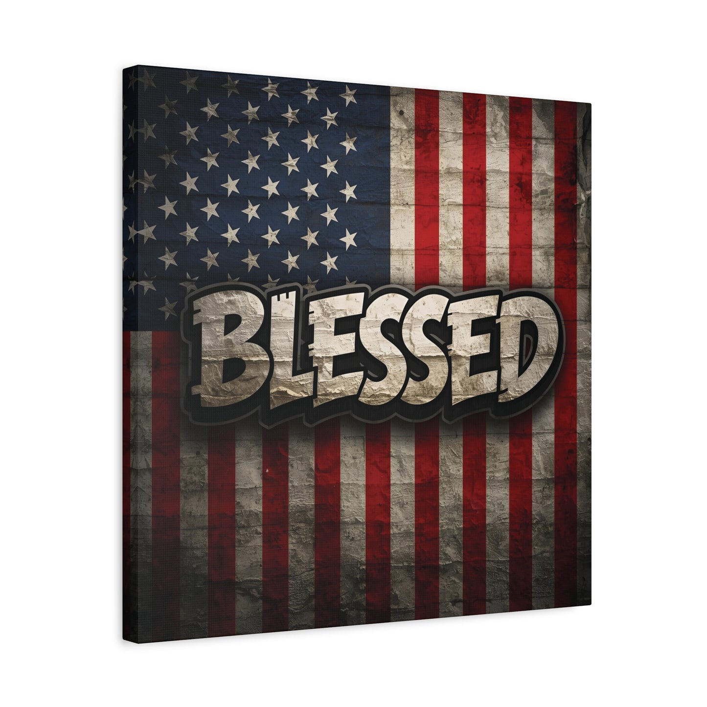 Blessed American Flag Canvas Wall Art, Patriotic Home Decor, Inspirational Gift, Rustic Wall Decor, Americana Artwork