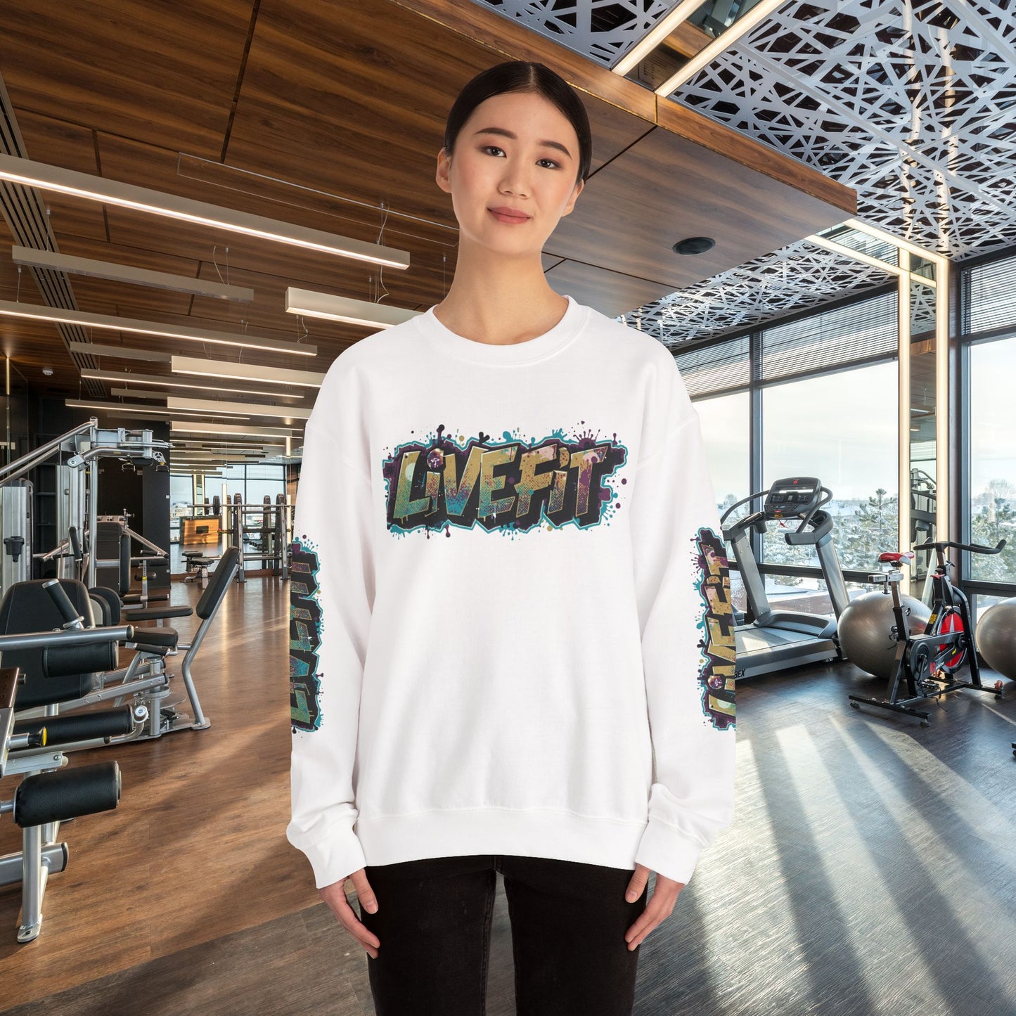 Live Fit Crewneck Sweatshirt - Trendy Fitness Apparel - Unisex Casual Wear - Sports Gift - Workout Fashion - Street Style Sweatshirt -