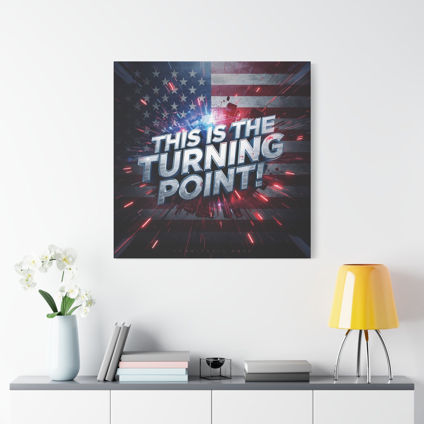 Canvas Print - Patriotic Wall Art - Stunning - Red White Blue - American Flag Backdrop - Charlie Kirk Inspired - This Is The Turning Point! - Multiple Sizes -