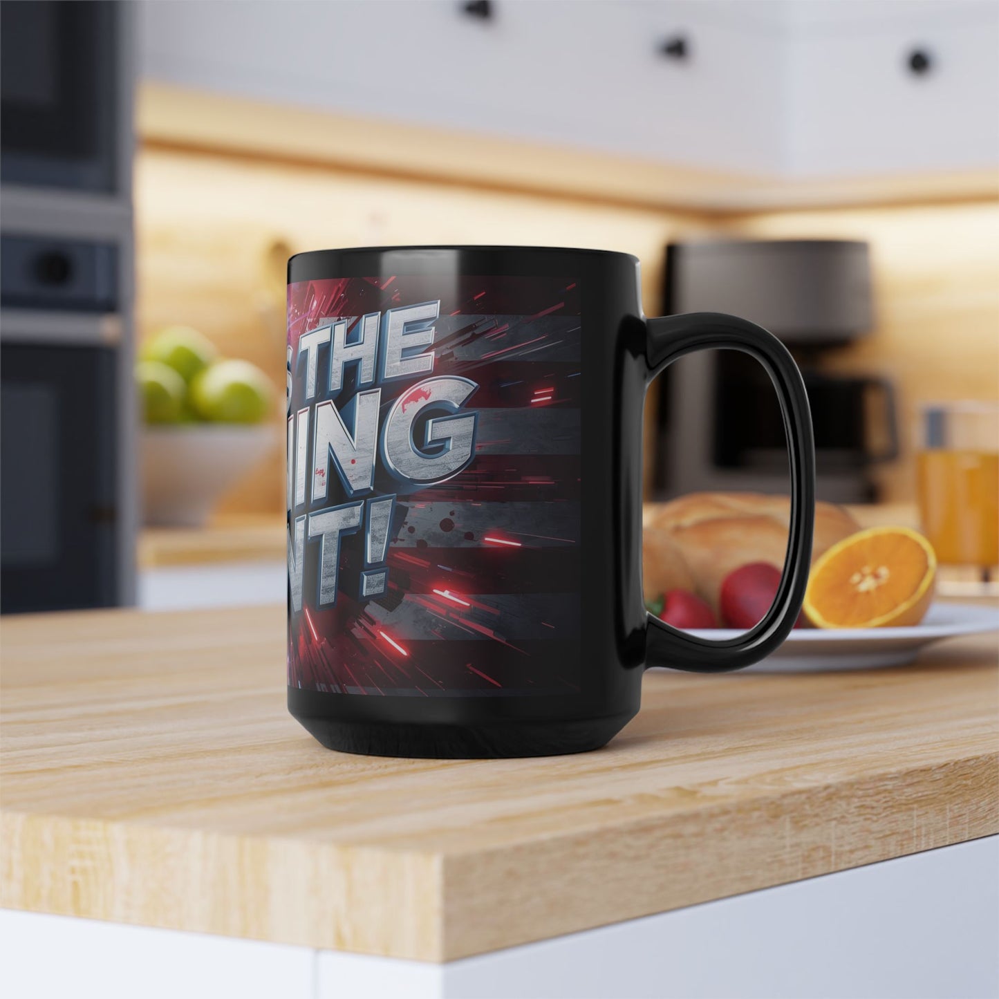 Stunning - Motivational - This Is The Turning Point! - Red White Blue - American Flag Backdrop Design - Sleek Black Ceramic Coffee Mug - 11oz - 15oz Sizes