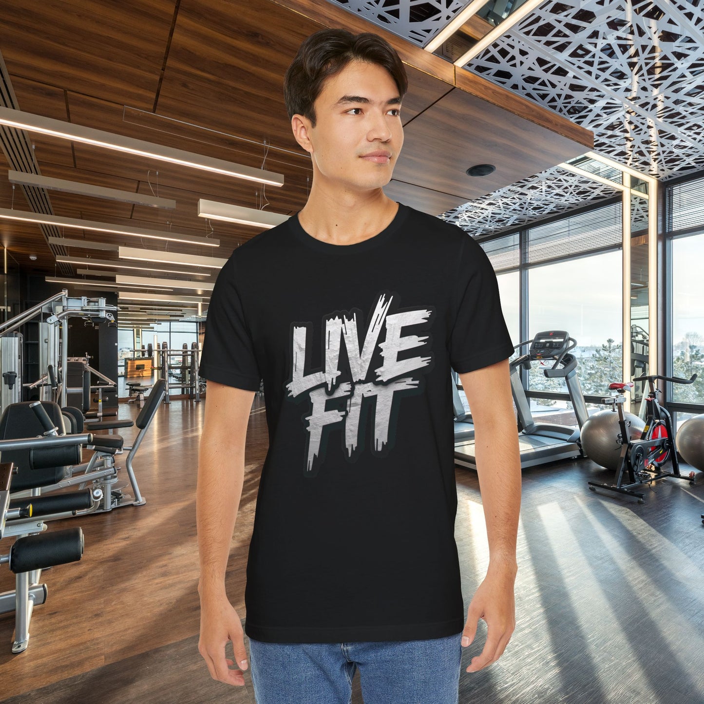 LIVE FIT Unisex Jersey Tee - Fitness Shirt - XS - 4XL - Workout Apparel - Motivational T-Shirt - Casual Wear - Gift for Fitness Enthusiasts
