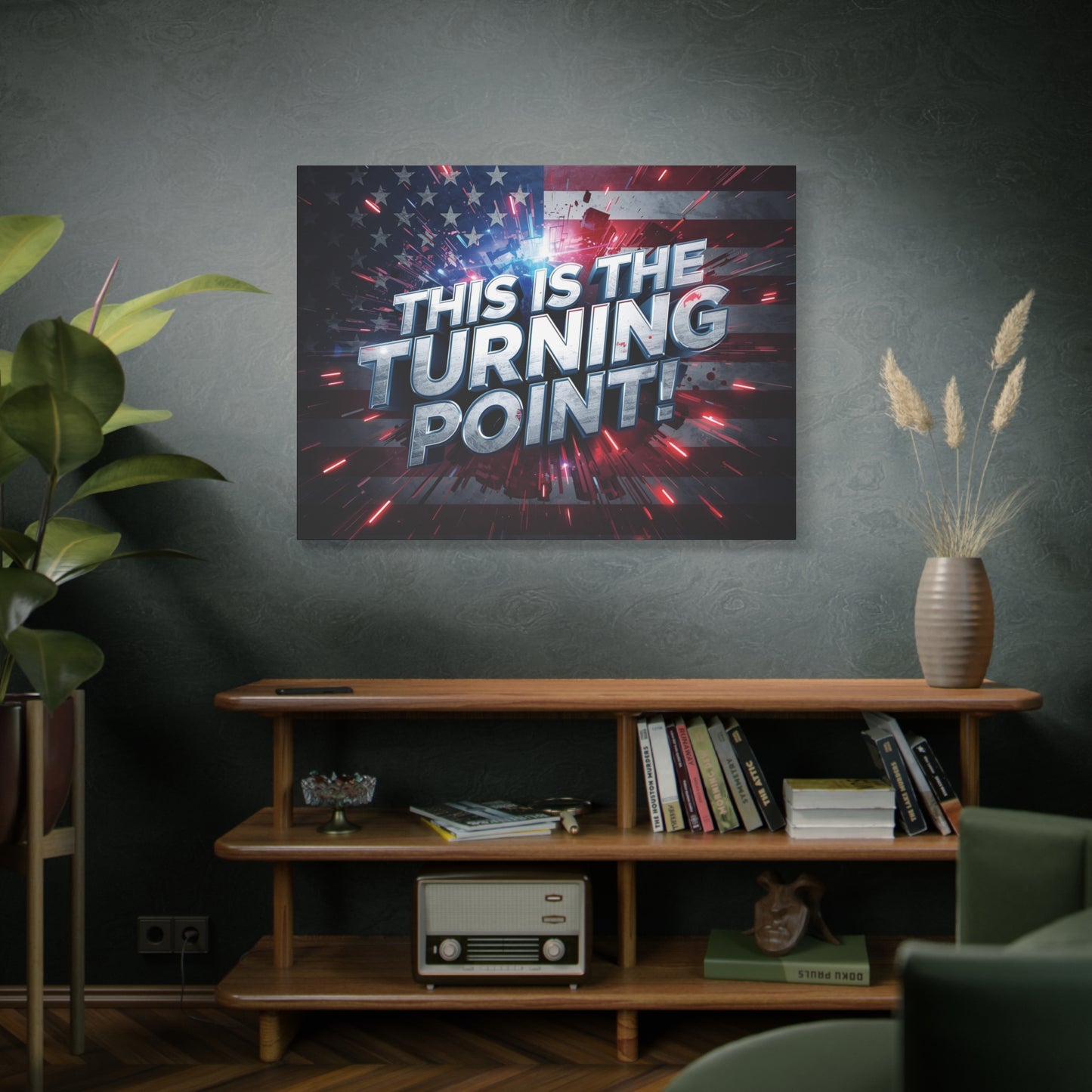 Canvas Print - Patriotic Wall Art - Stunning - Red White Blue - American Flag Backdrop - Charlie Kirk Inspired - This Is The Turning Point! - Multiple Sizes -