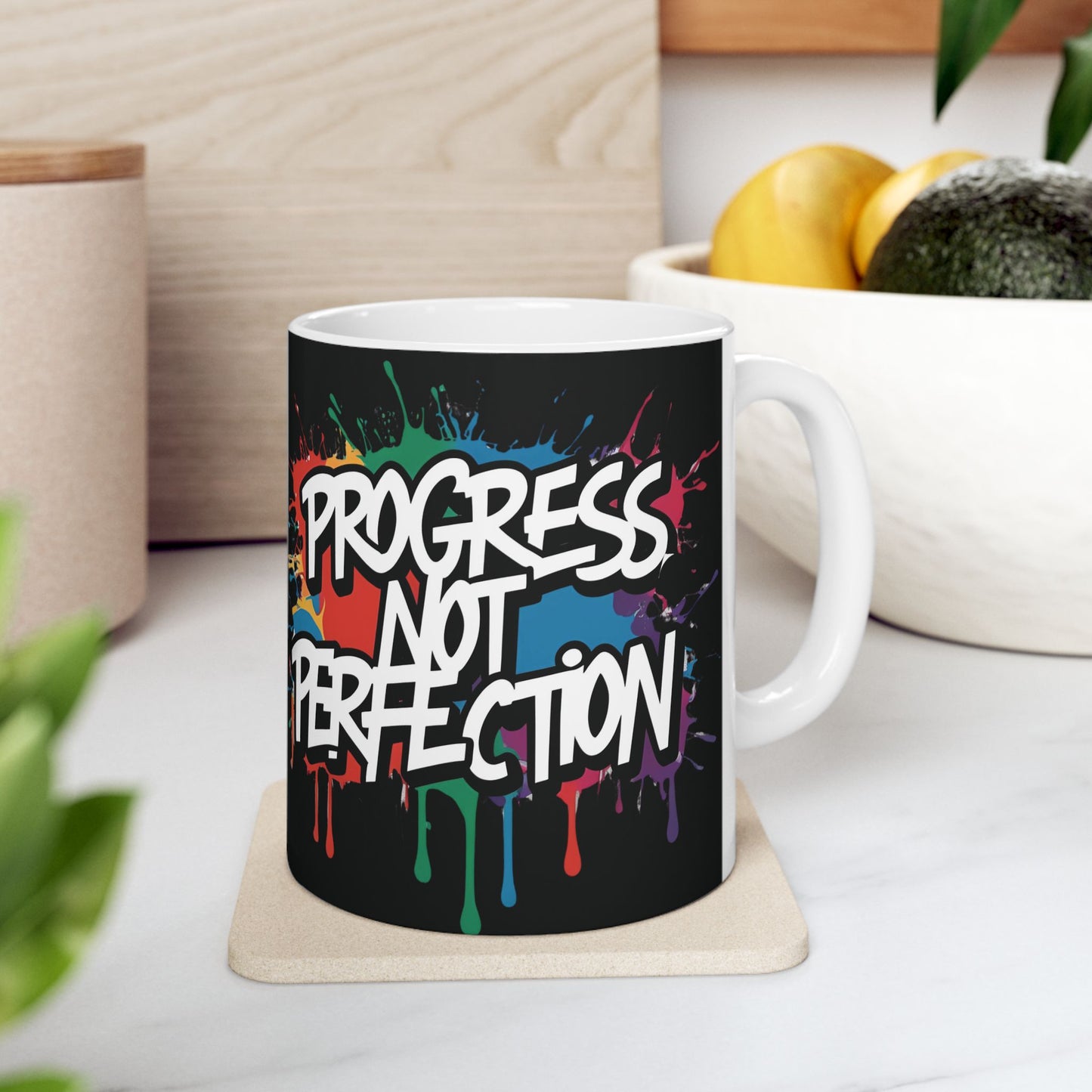 💥 Vibrant 💥Motivational 💥 Stylish Ceramic Mug 💥 Progress Not Perfection 💥 Inspiring Coffee Cup for Daily Motivation 💥 Available In 2 Convenient Sizes 11oz & 15oz 💥