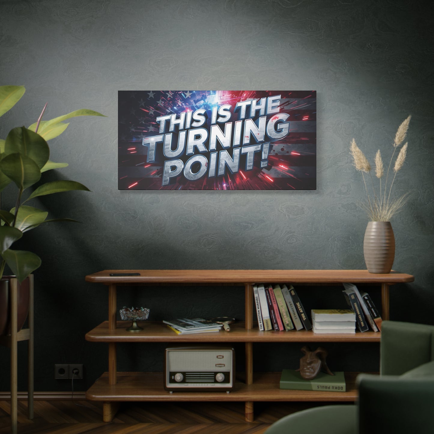 Canvas Print - Patriotic Wall Art - Stunning - Red White Blue - American Flag Backdrop - Charlie Kirk Inspired - This Is The Turning Point! - Multiple Sizes -