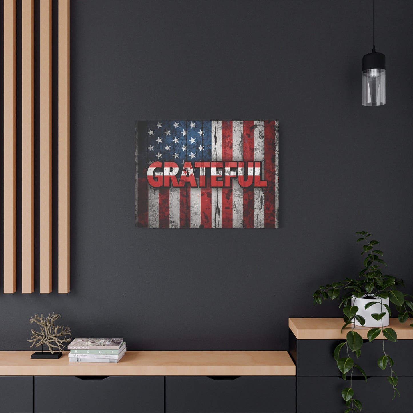 Grateful American Flag Wall Art | Patriotic Canvas Decor, Home Wall Decor, Inspirational Gift, 4th of July Decoration, Veteran's Day