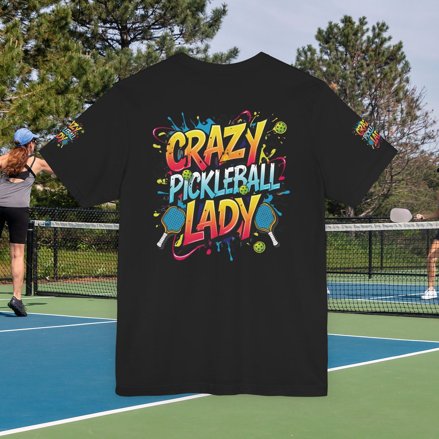 Eye-Catching Crazy Pickleball Lady T-Shirt - Fun Graphic Tee for Pickleball Enthusiasts Sizes XS-5XL
