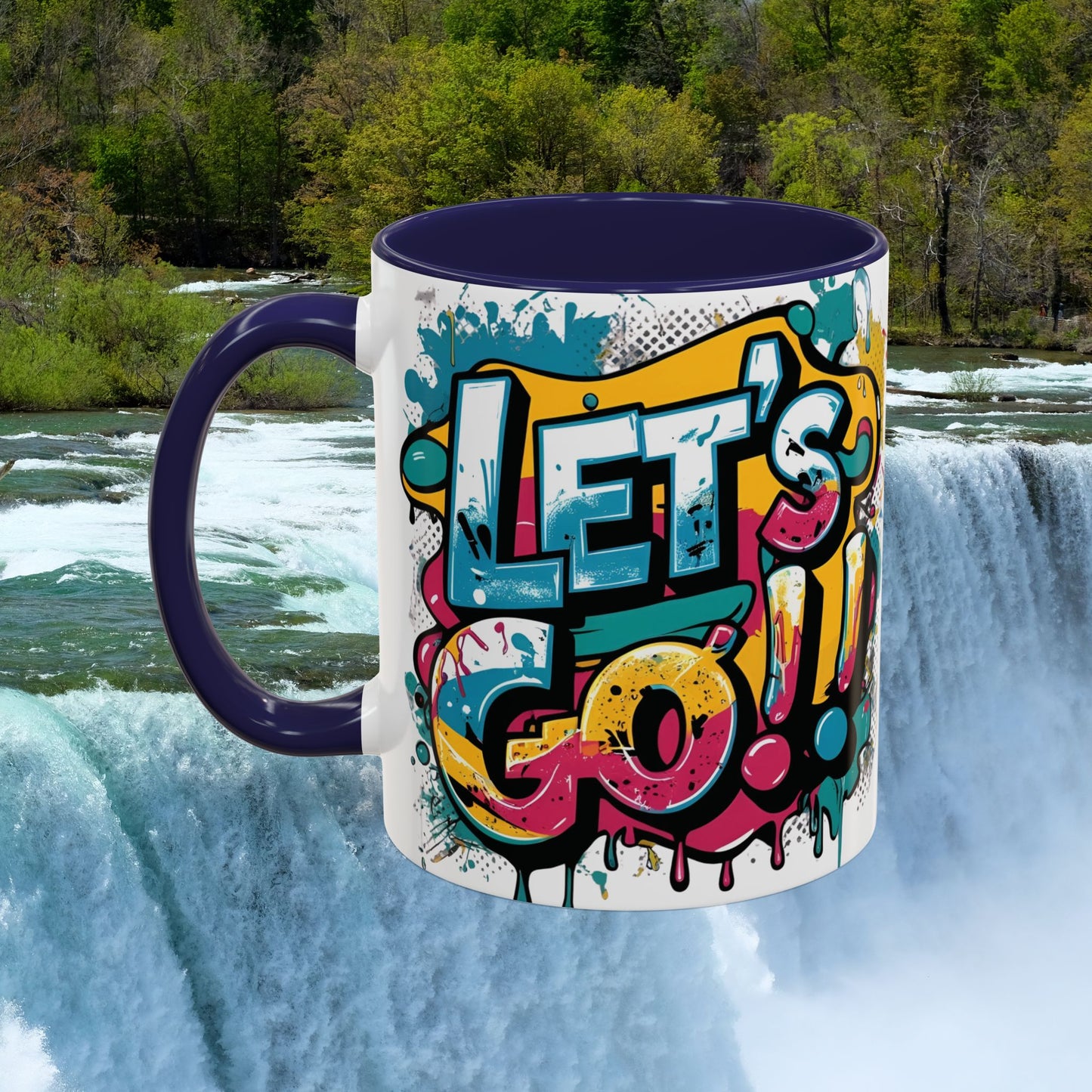 Vibrant Ceramic Mug Inspirational Let's Go! Graffiti Mug Coffee Mug Progress Not Perfection Sizes 11oz & 15oz Birthday Gift Graduation Gift 8 Different Color Options