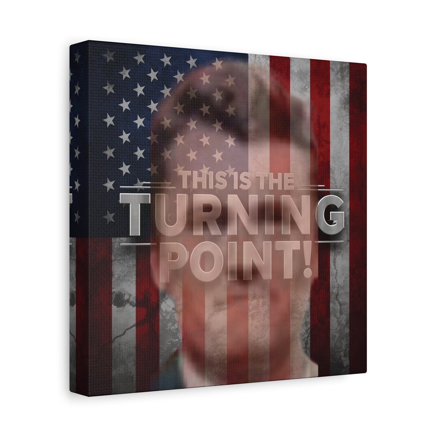 Inspirational Gallery Wrap Canvas Wall Art - Motivational Home Decor - Charlie Kirk - This Is The Turning Point! Artwork - Unique Gift Idea - American Flag Backdrop Design