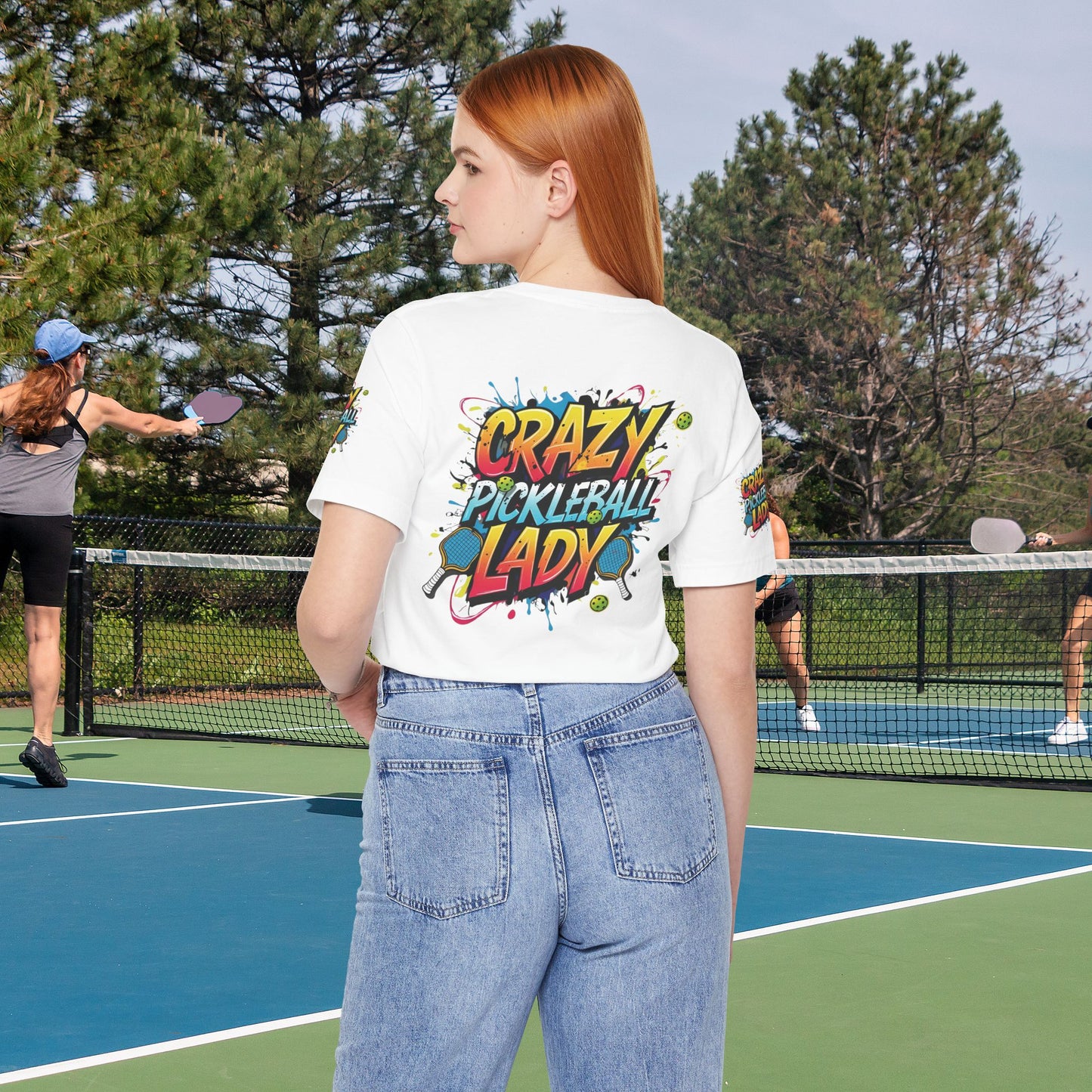 Eye-Catching Crazy Pickleball Lady T-Shirt - Fun Graphic Tee for Pickleball Enthusiasts Sizes XS-5XL