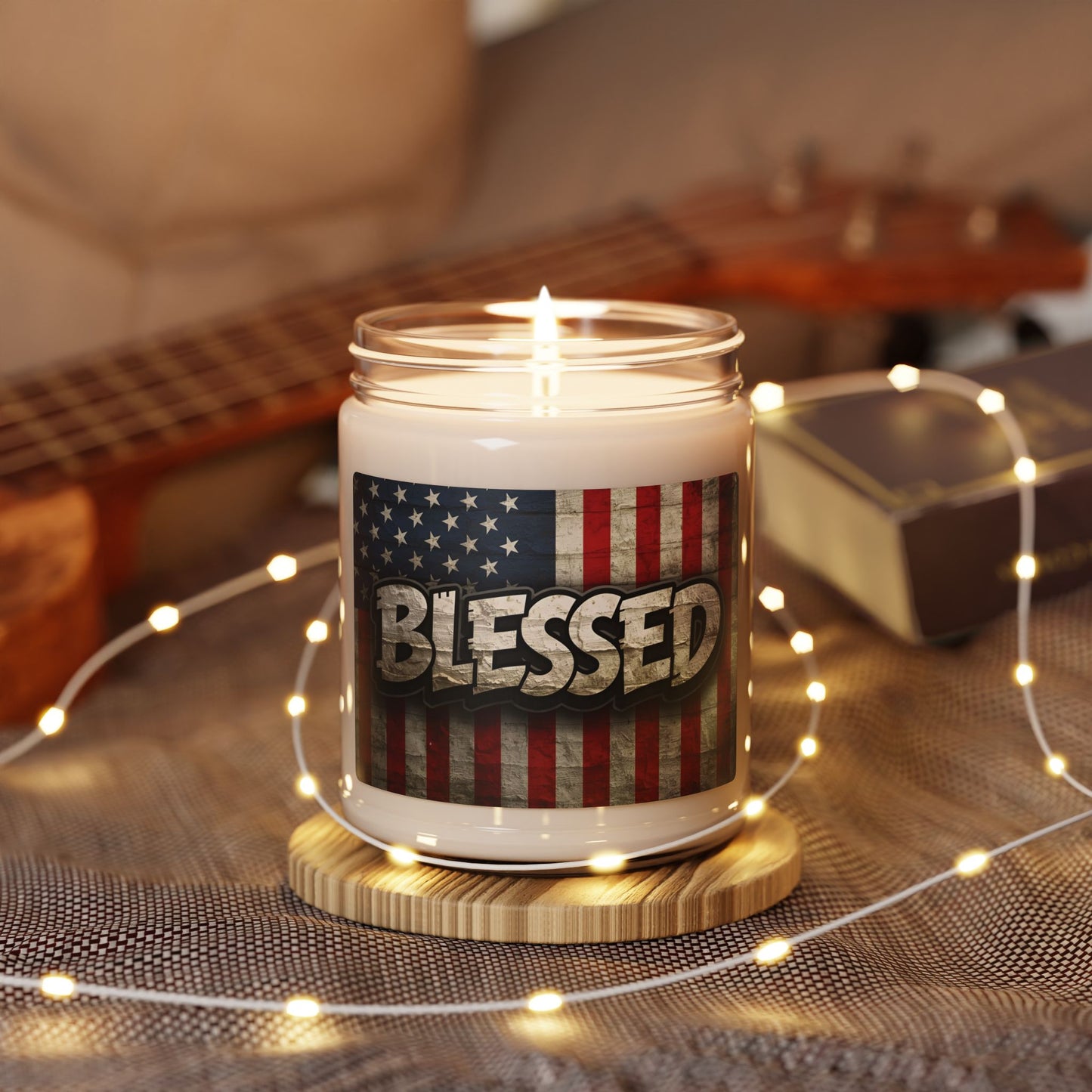 Patriotic Blessed Scented Soy Candle - Perfect for Home Decor, Gifts, Celebrations, and Holidays, Ideal for Relaxation and Ambiance