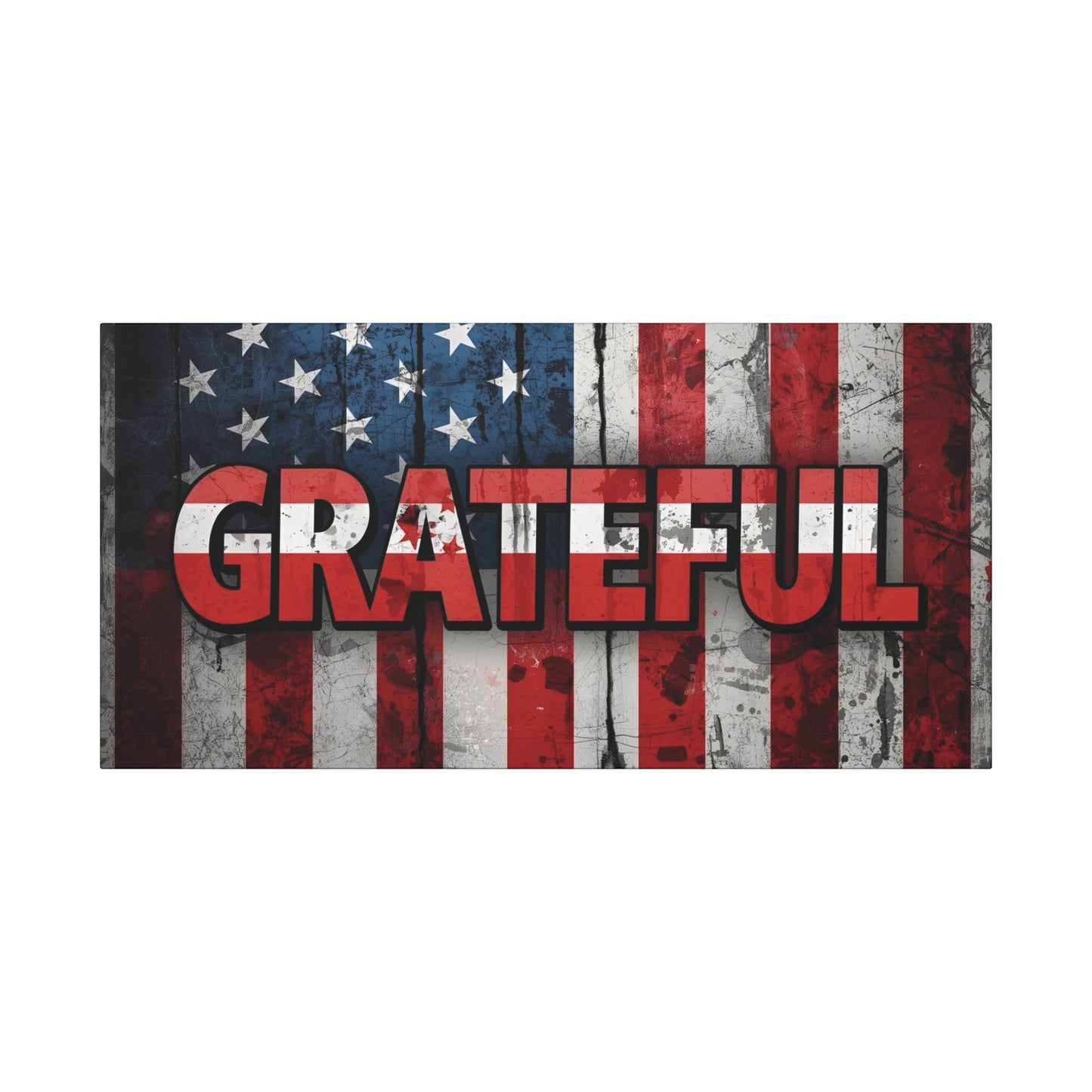 Grateful American Flag Wall Art | Patriotic Canvas Decor, Home Wall Decor, Inspirational Gift, 4th of July Decoration, Veteran's Day