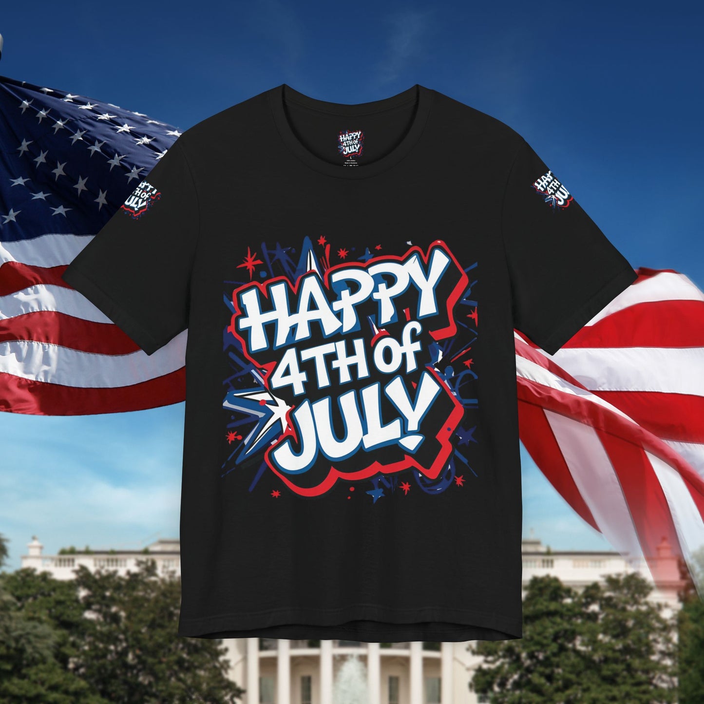 Happy 4th Of July Unisex Jersey Short Sleeve Tee, Independence Day T-Shirt, Patriotic Shirt, Red White Blue Tee, USA Celebration Top
