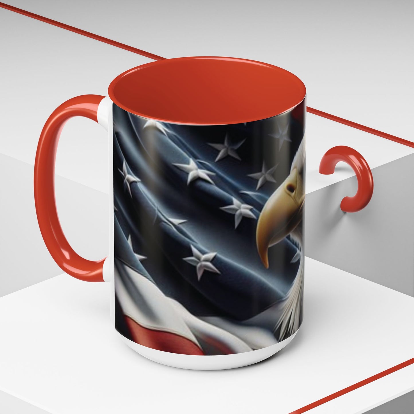 Patriotic Eagle Coffee Mug, 11oz & 15oz, US Flag Mug, Gift for Veterans, Independence Day Decor, Americana Drinkware
