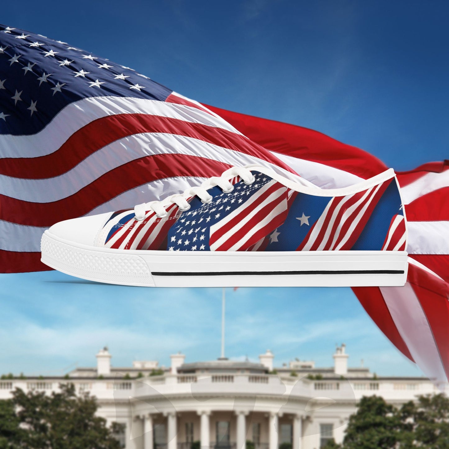 π₯π Patriotic π₯ Women's Low Top Sneakers π₯ Stars & Stripes Design π₯ White Sole & Black Sole to Choose From π₯