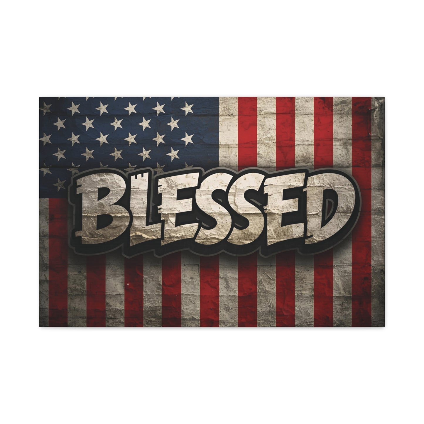 Blessed American Flag Canvas Wall Art, Patriotic Home Decor, Inspirational Gift, Rustic Wall Decor, Americana Artwork