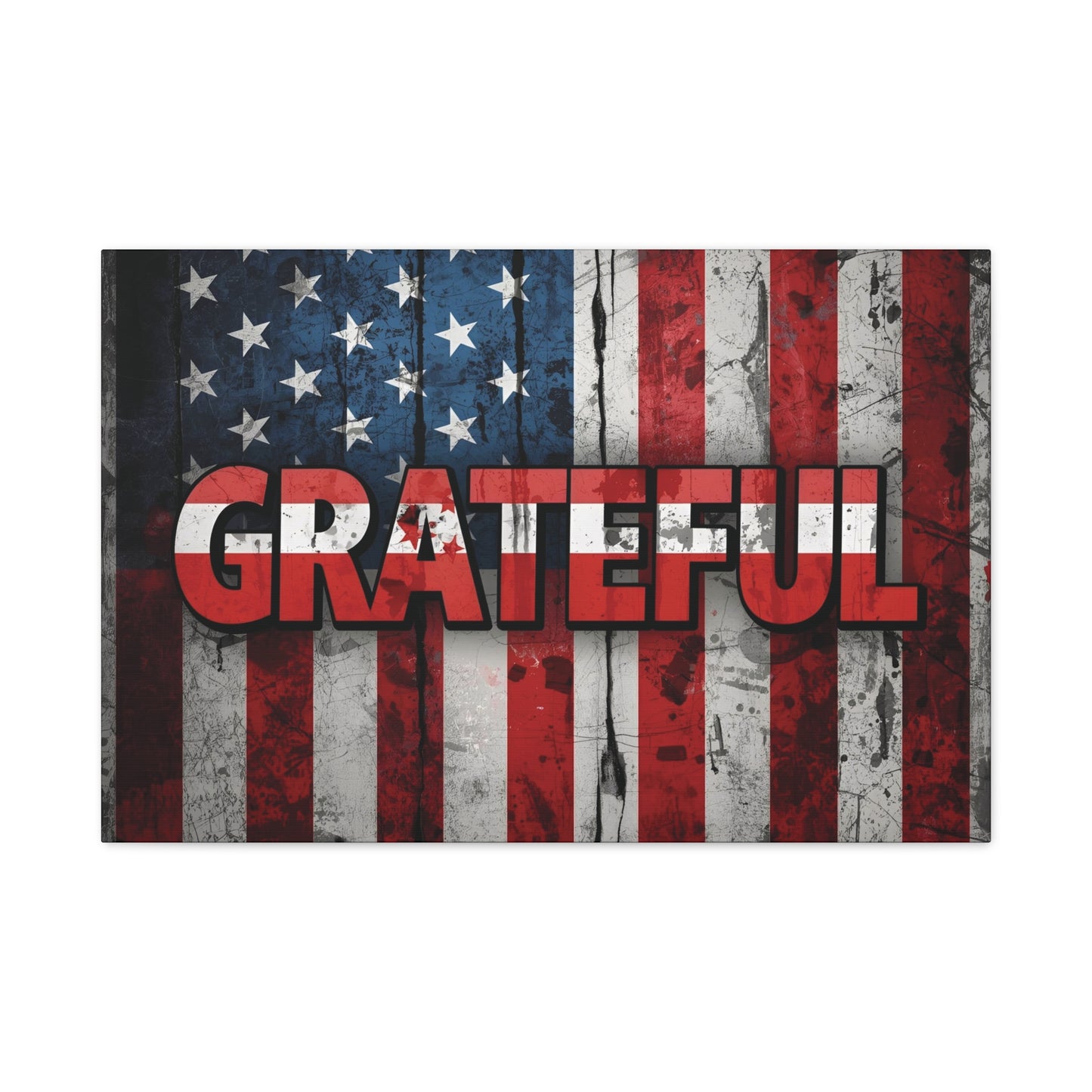 Grateful American Flag Wall Art | Patriotic Canvas Decor, Home Wall Decor, Inspirational Gift, 4th of July Decoration, Veteran's Day