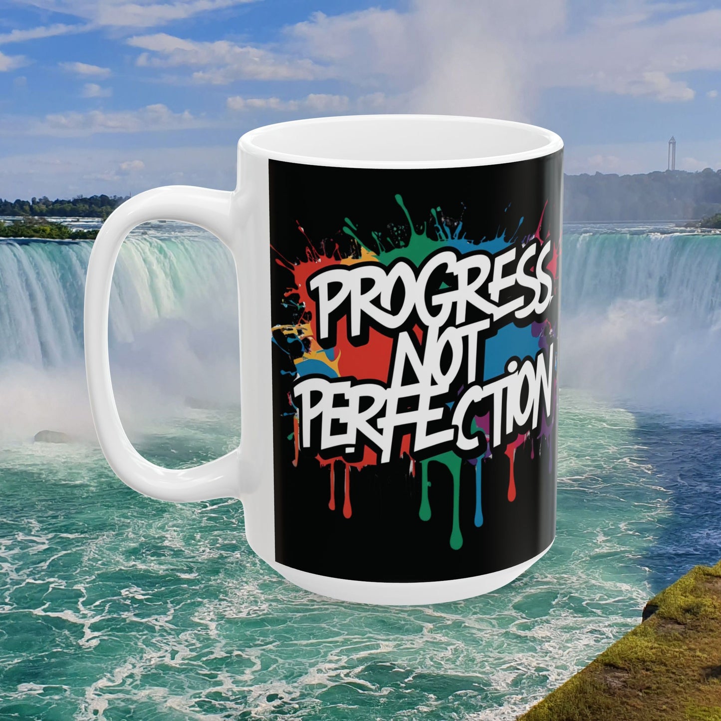 💥 Vibrant 💥Motivational 💥 Stylish Ceramic Mug 💥 Progress Not Perfection 💥 Inspiring Coffee Cup for Daily Motivation 💥 Available In 2 Convenient Sizes 11oz & 15oz 💥