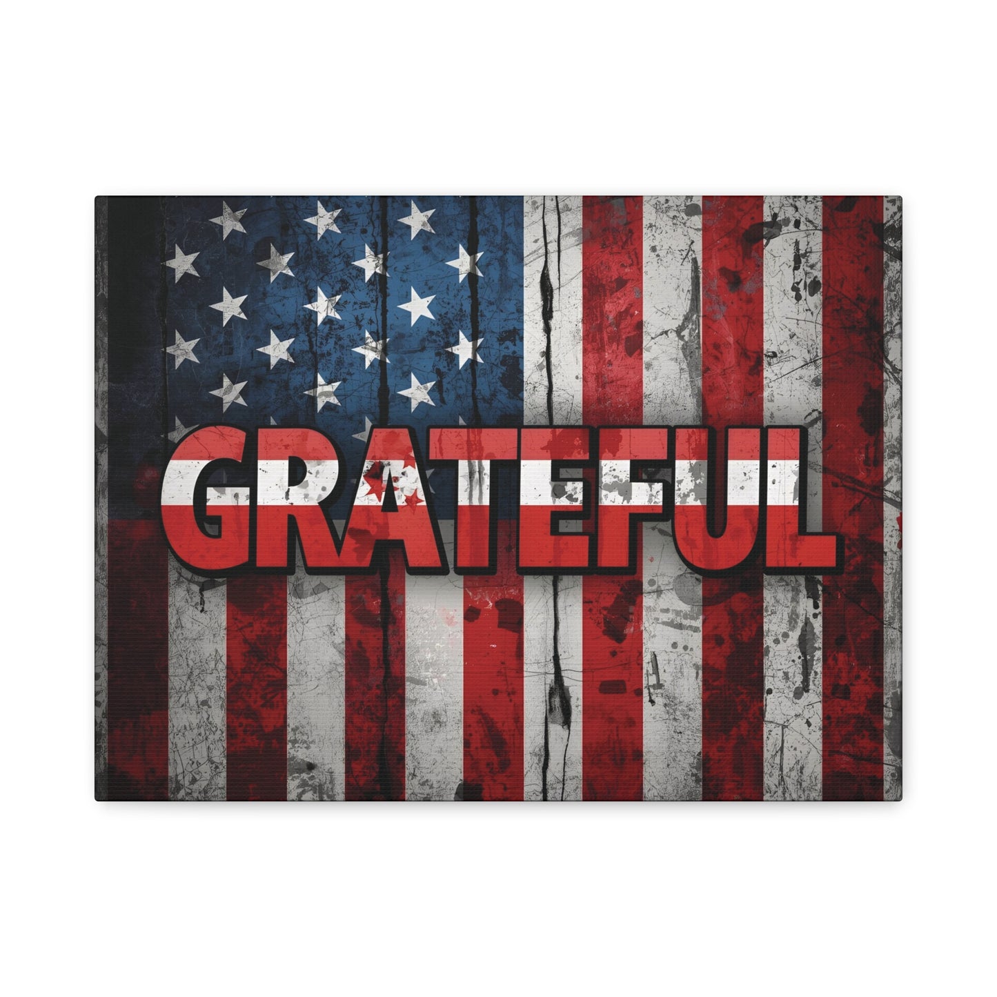 Grateful American Flag Wall Art | Patriotic Canvas Decor, Home Wall Decor, Inspirational Gift, 4th of July Decoration, Veteran's Day