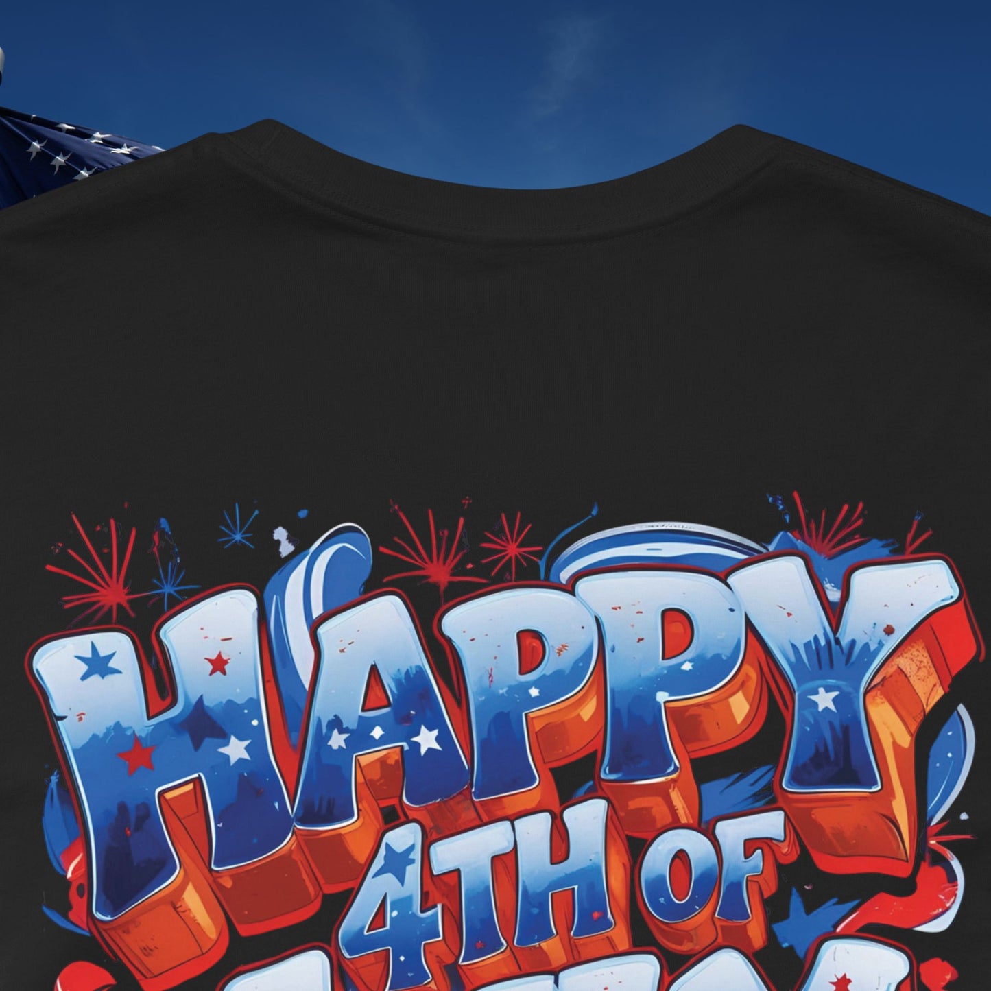 Happy 4th Of July, Print Design T-Shirt, Independence Day, American Flag, Bald Eagle, Red White Blue