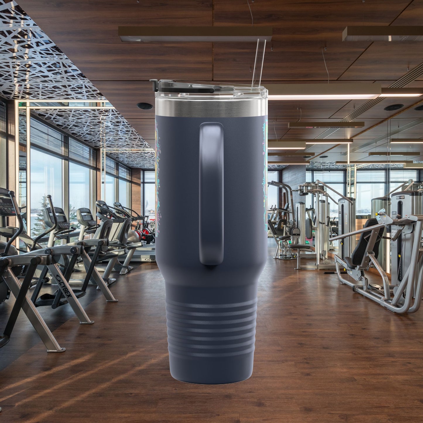 Insulated Travel Mug, Live Fit, 40oz Fitness Water Bottle, Gym Coffee Cup, Durable Travel Tumbler, Motivational Drinkware