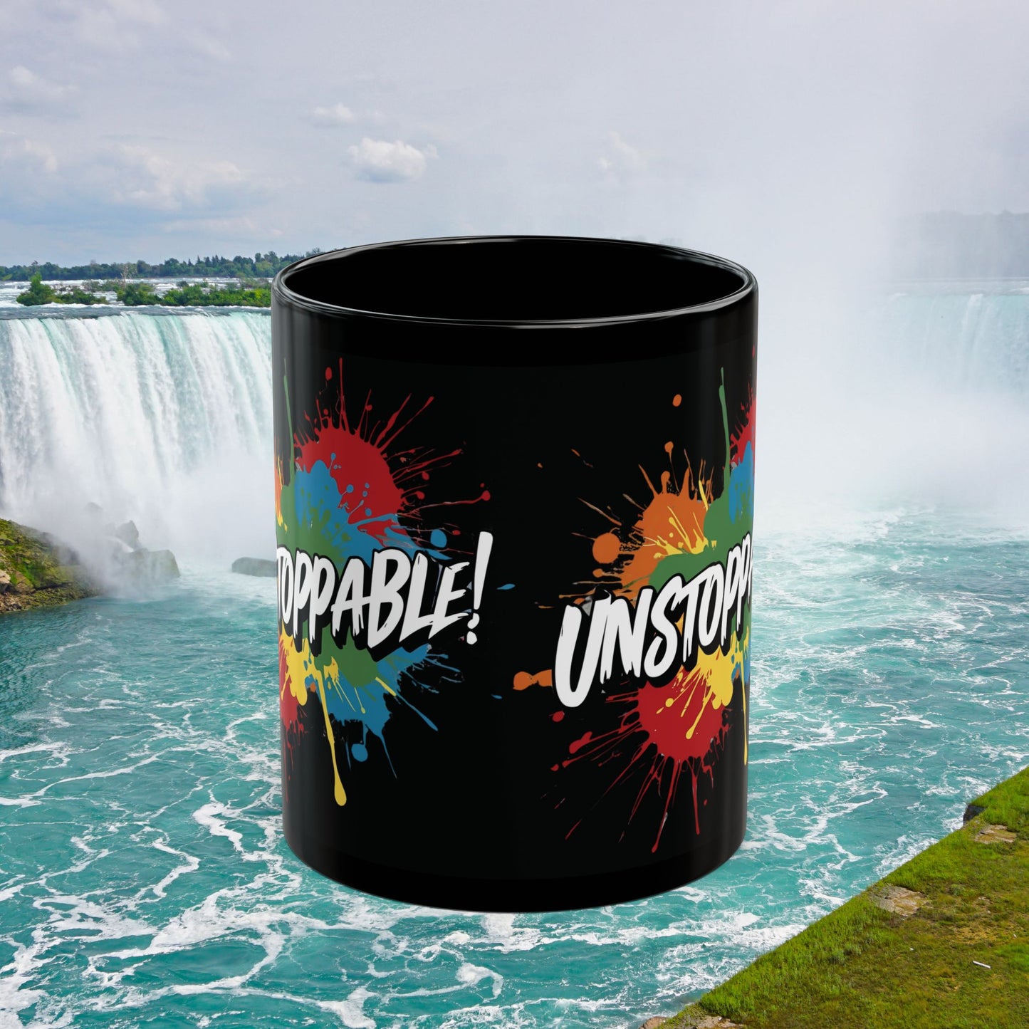 💥Unstoppable! Print 💥 Black Glossy Ceramic 11oz Coffee Mug 💥Birthday Gift 💥