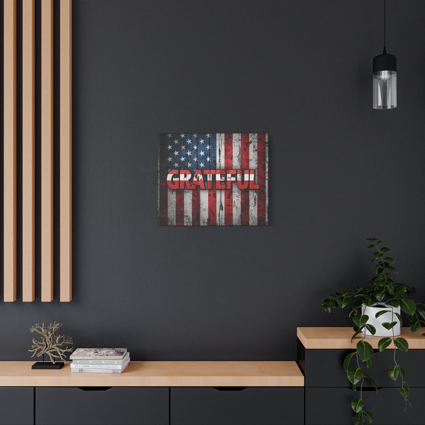Grateful American Flag Wall Art | Patriotic Canvas Decor, Home Wall Decor, Inspirational Gift, 4th of July Decoration, Veteran's Day