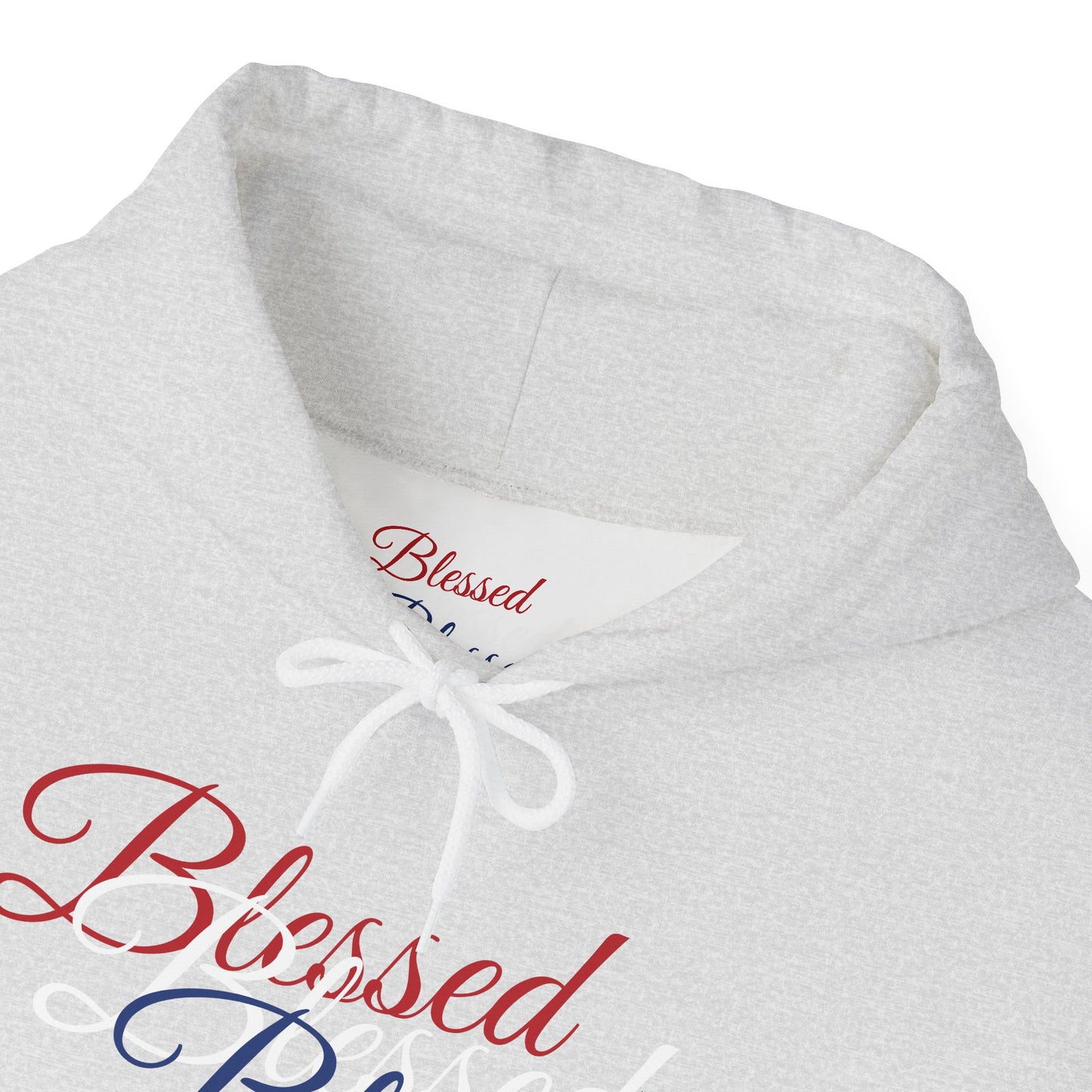 Blessed Hoodie – Patriotic Red, White & Blue Unisex Pullover Sweatshirt with Front & Back Print – Cozy, Positive Vibes Gift