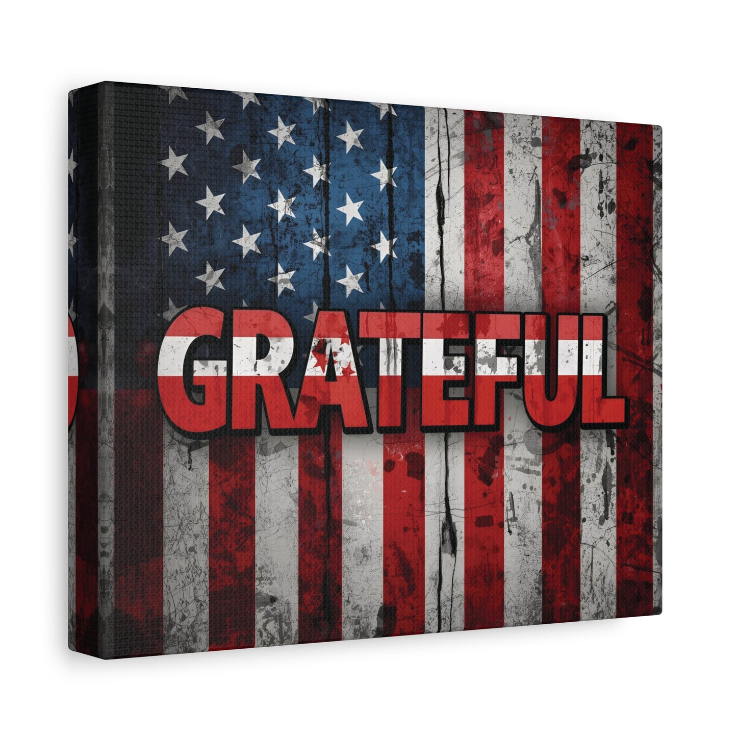 Grateful American Flag Wall Art | Patriotic Canvas Decor, Home Wall Decor, Inspirational Gift, 4th of July Decoration, Veteran's Day