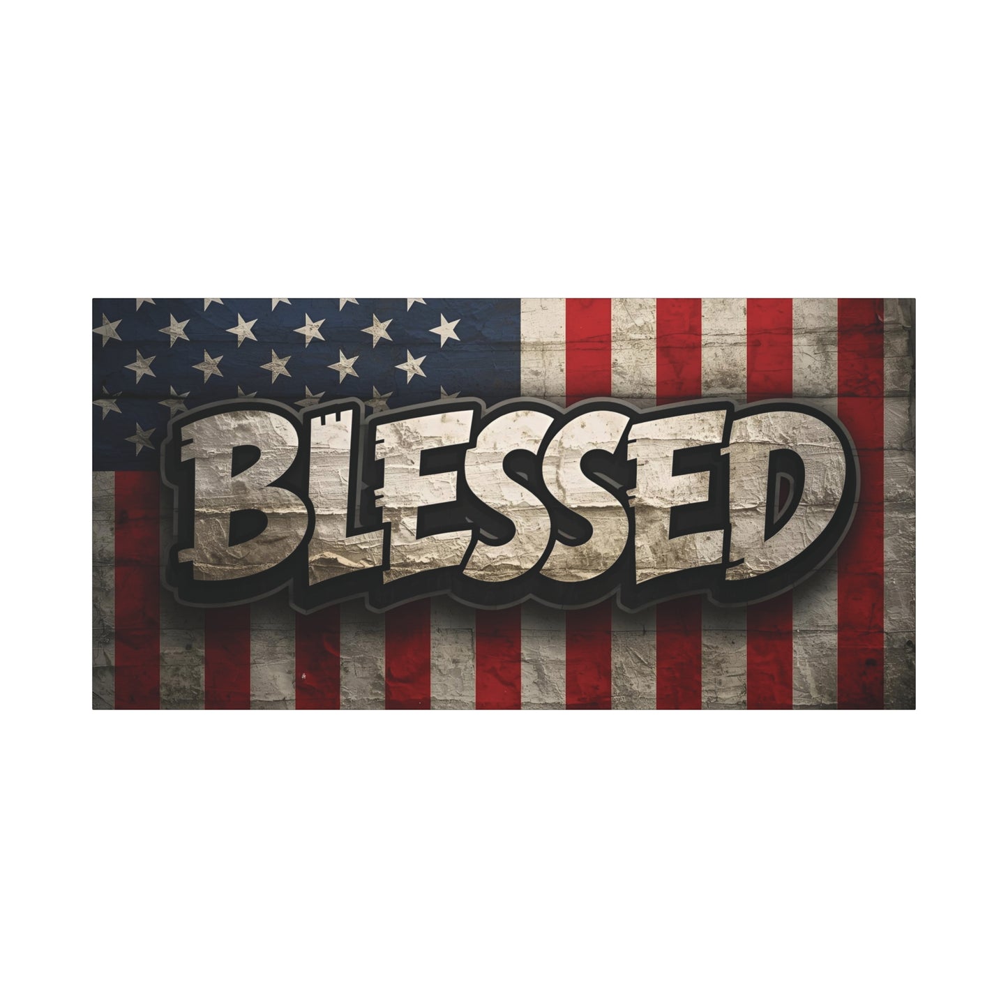 Blessed American Flag Canvas Wall Art, Patriotic Home Decor, Inspirational Gift, Rustic Wall Decor, Americana Artwork