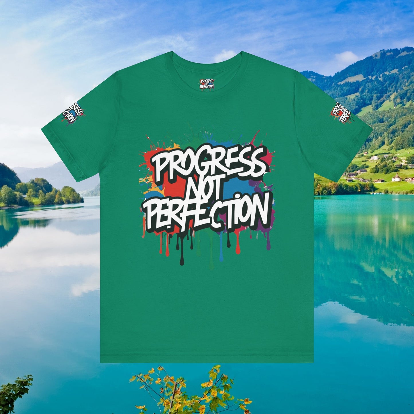 💥 Vibrant 💥 Eye-catching 💥 Motivational 💥 All Over Print 💥 Unisex T-shirt 💥 Progress Not Perfection 💥 Art-Inspired 💥 Apparel 💥 Sizes XS x 4XL 💥