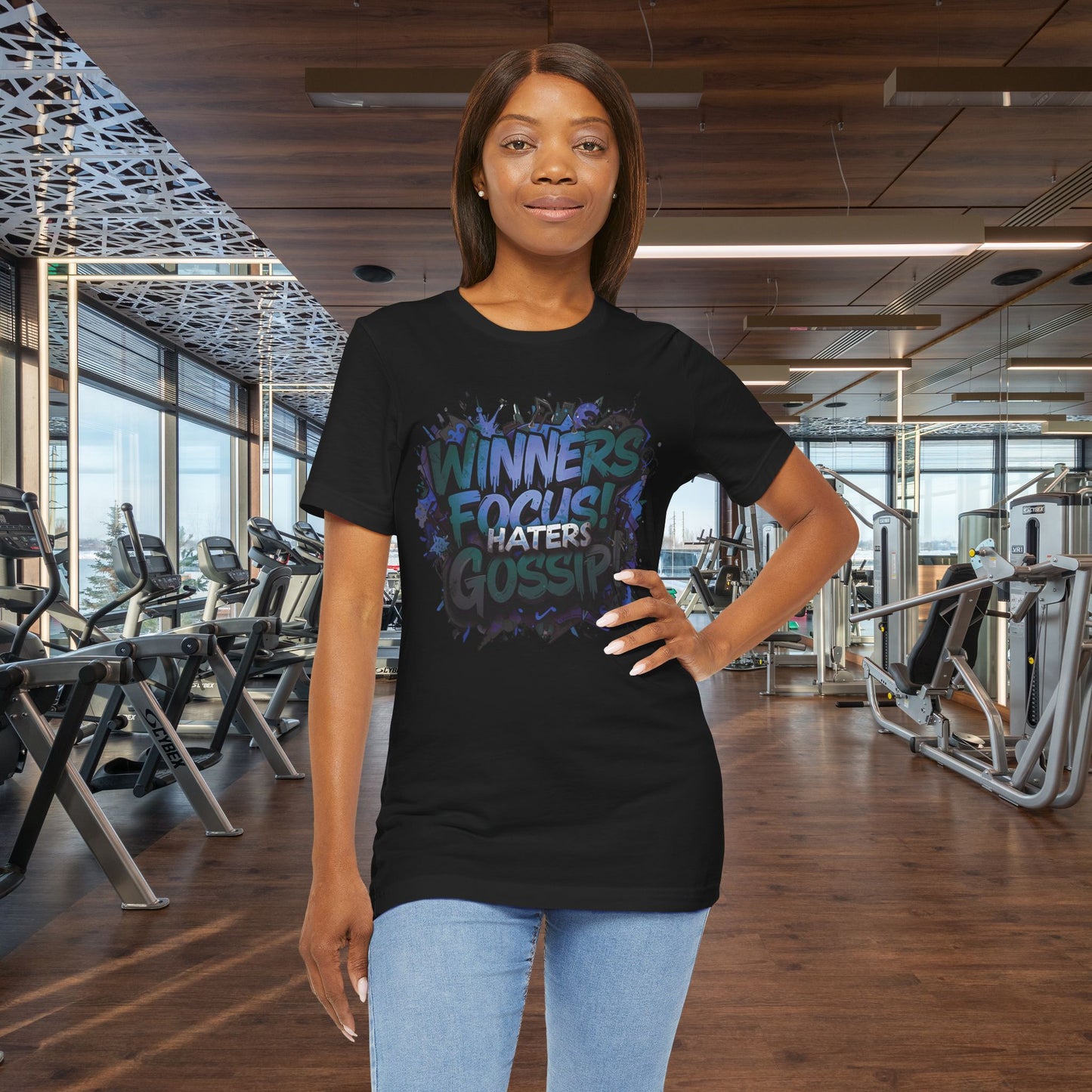 Winners Focus! Haters Gossip! - Unisex Tee - Motivational Shirt - Gift for Friends - Conversation Starter - Inspirational Apparel - Everyday Wear -