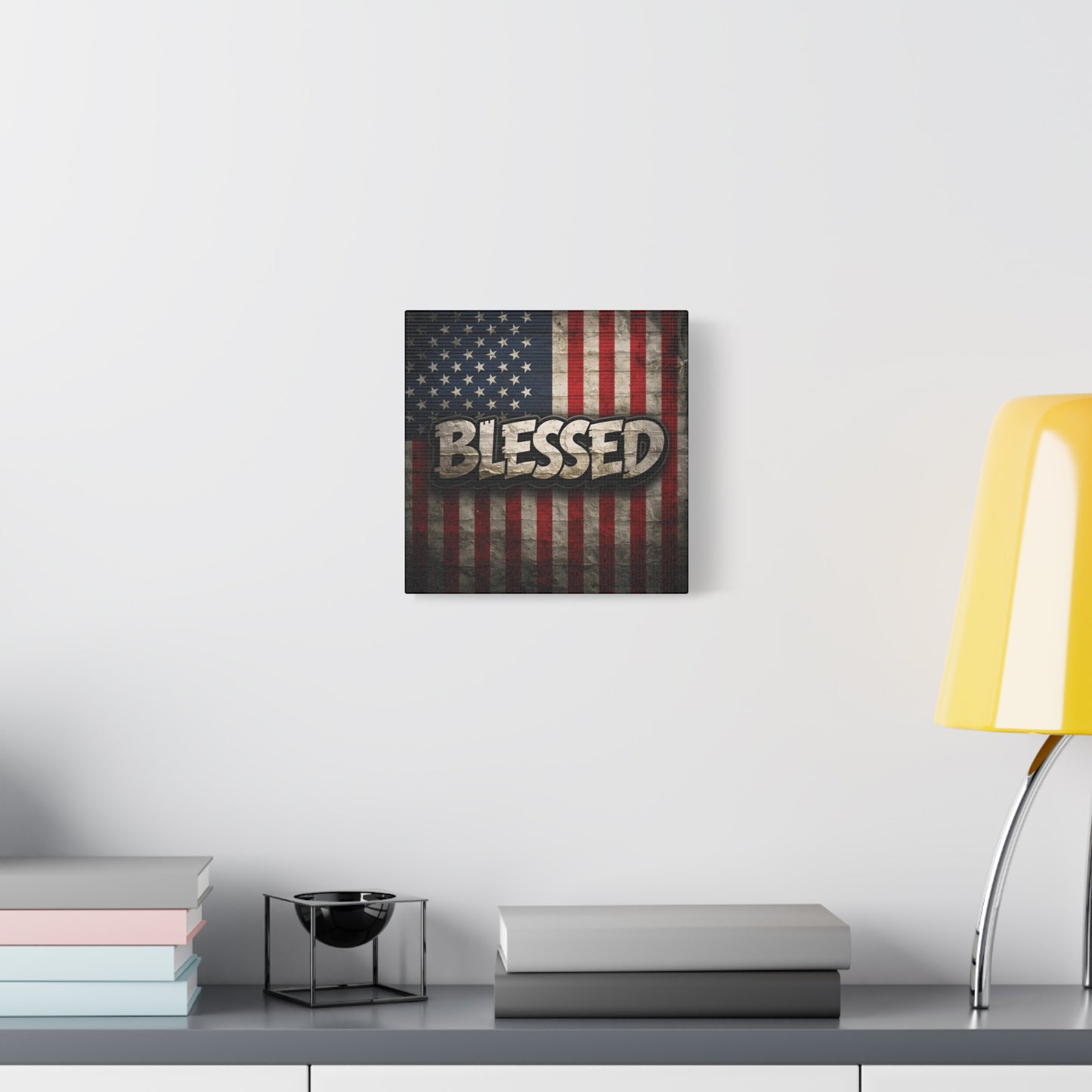 Blessed American Flag Canvas Wall Art, Patriotic Home Decor, Inspirational Gift, Rustic Wall Decor, Americana Artwork