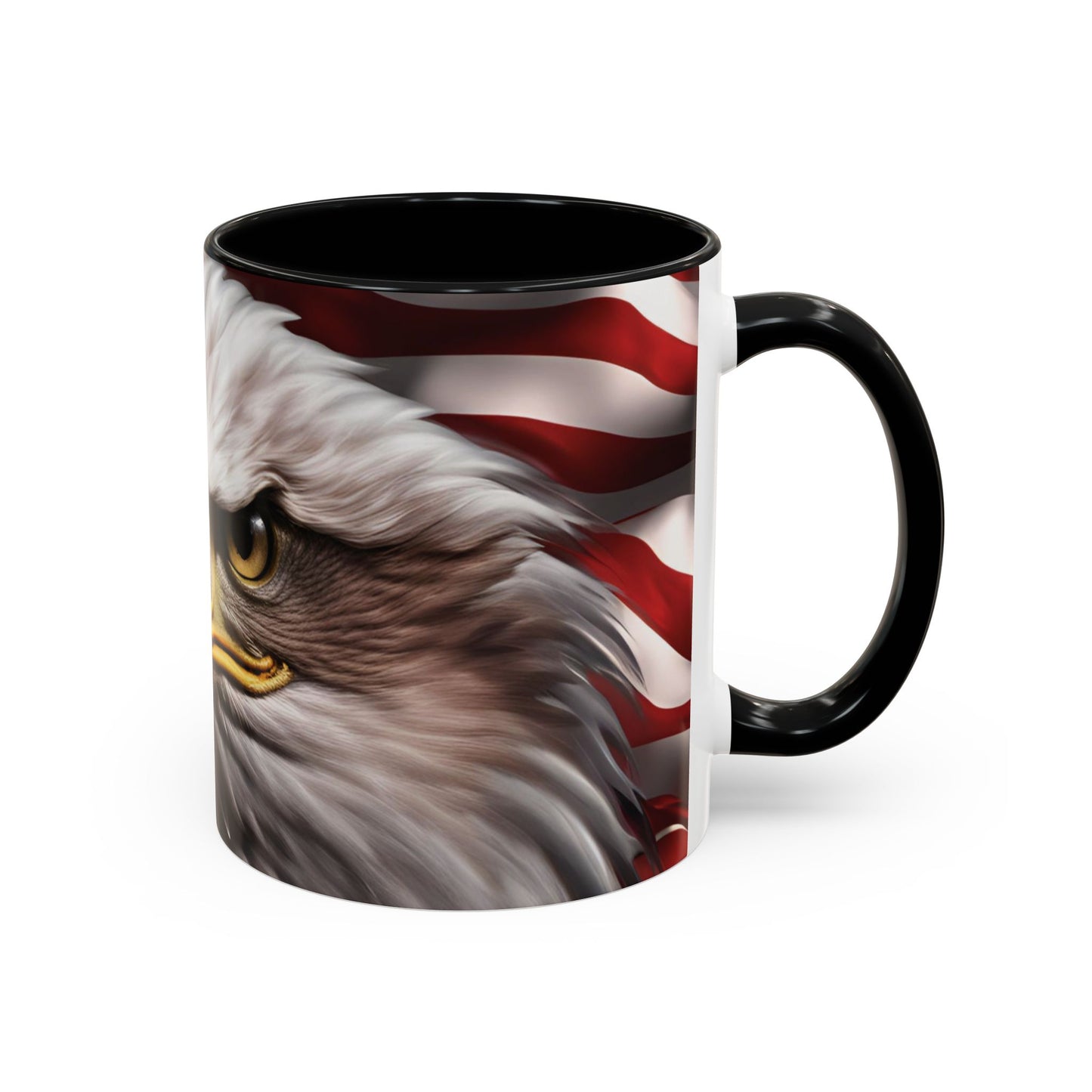 Patriotic Bald Eagle Coffee Mug – American Flag Accent Cup for Proud Americans & Veterans (11oz & 15oz, Multiple Colors)