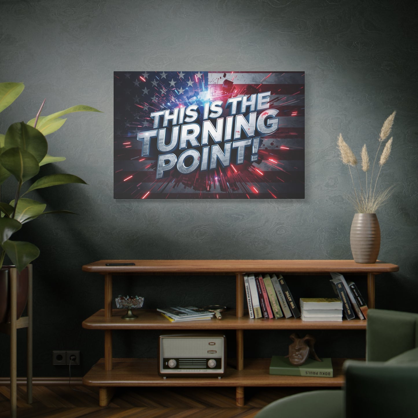 Canvas Print - Patriotic Wall Art - Stunning - Red White Blue - American Flag Backdrop - Charlie Kirk Inspired - This Is The Turning Point! - Multiple Sizes -