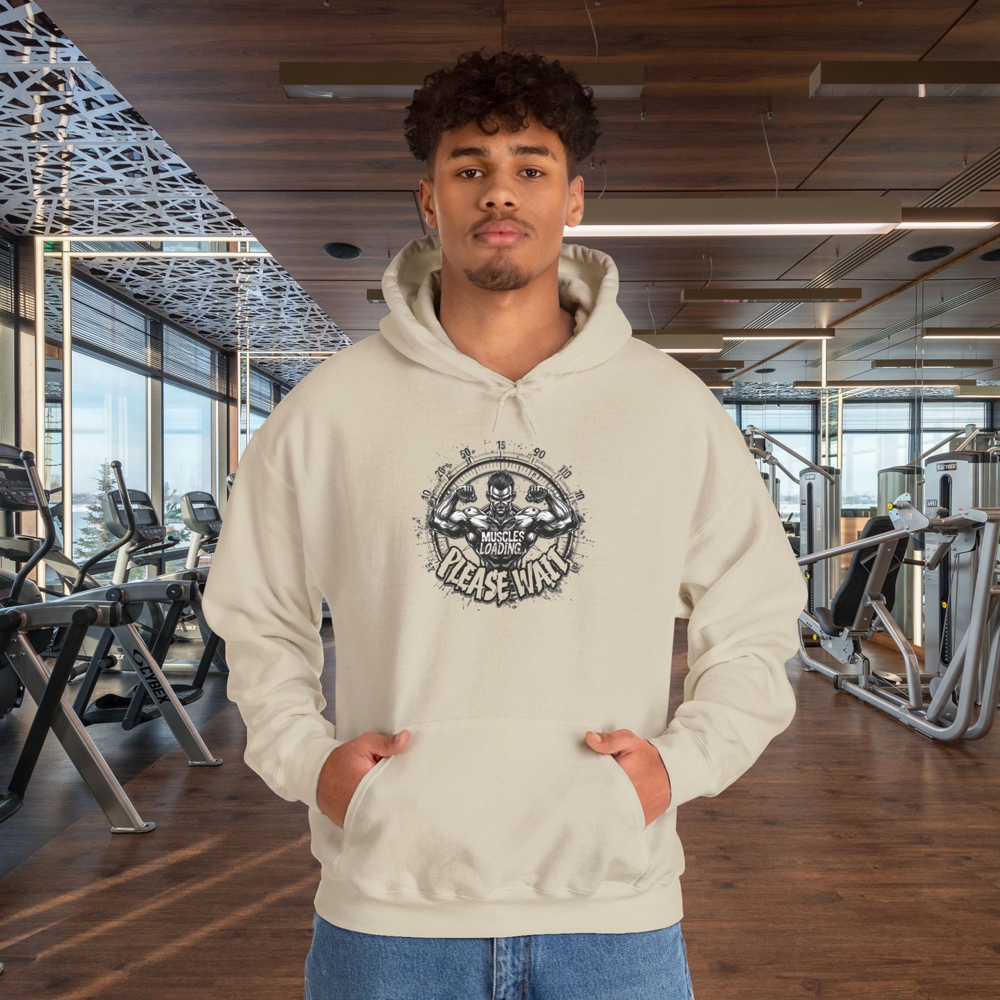 Unisex - Muscles Loading…Please Wait - Heavy Blend™ Hooded Sweatshirt - Motivational Fitness Hoodie - Workout Sweatshirt - Gym Apparel - Inspirational Gift - Holiday Gift