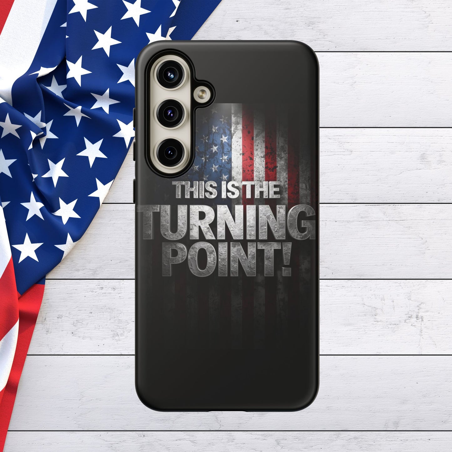 Stunning Patriotic Protective Cell Phone Case - Charlie Kirk - This Is The Turning Point! - Red White Blue - Beautiful American Flag Backdrop Design - Perfect Gift for Everyday Use, Durable Cover, Stylish Protection