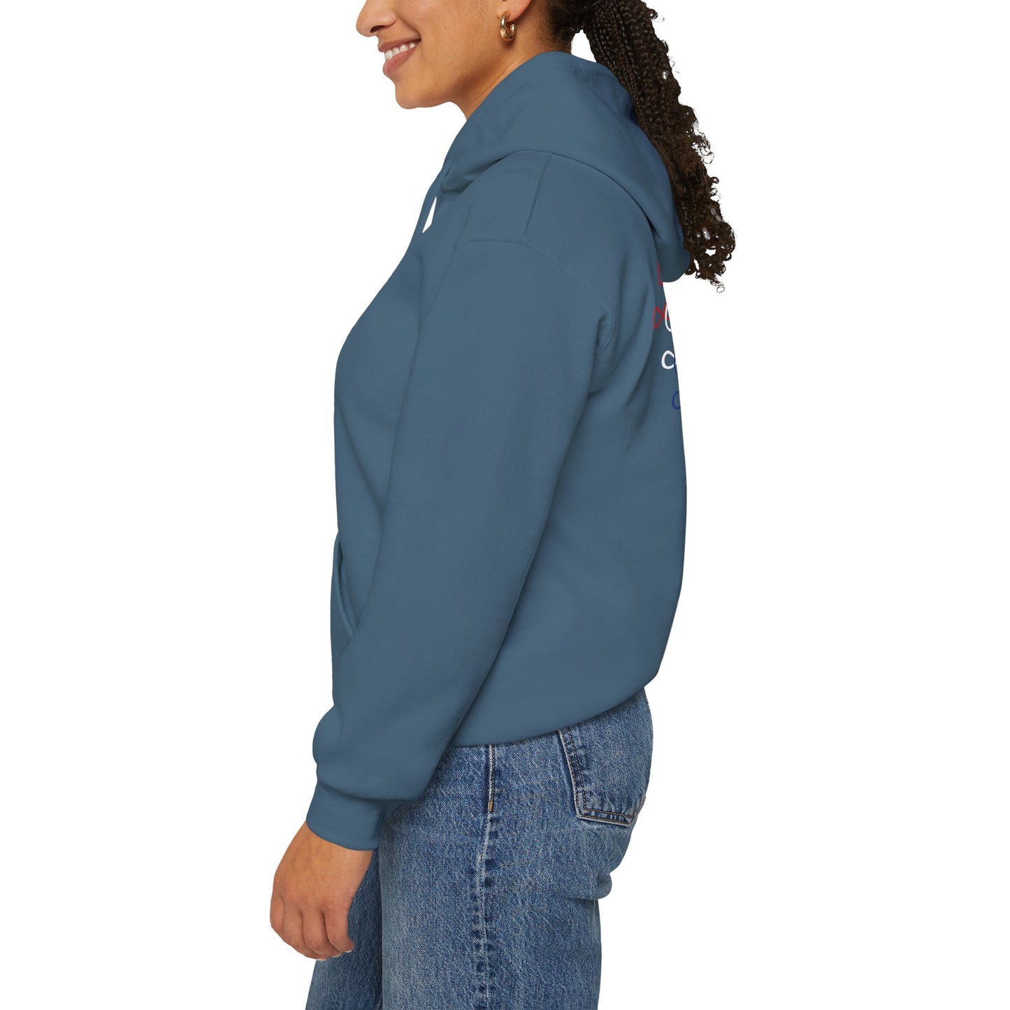 Blessed Hoodie – Patriotic Red, White & Blue Unisex Pullover Sweatshirt with Front & Back Print – Cozy, Positive Vibes Gift