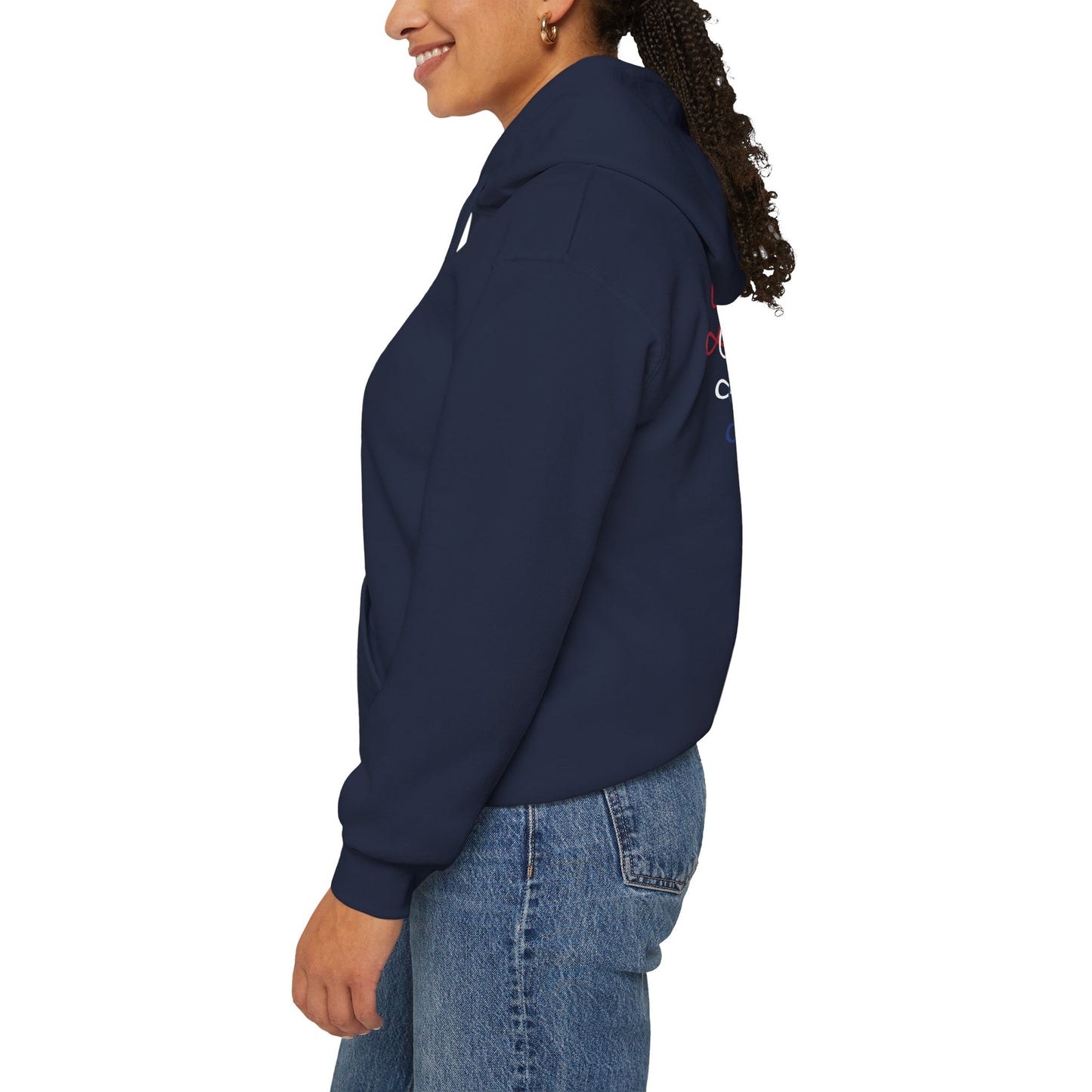 Blessed Hoodie – Patriotic Red, White & Blue Unisex Pullover Sweatshirt with Front & Back Print – Cozy, Positive Vibes Gift