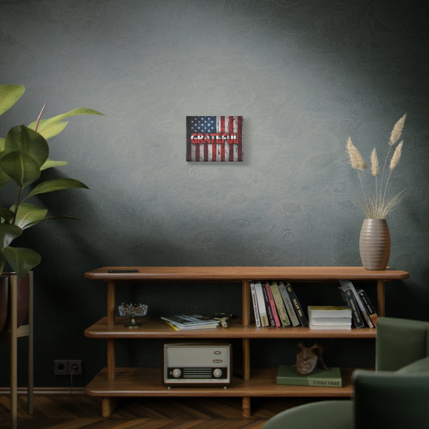 Grateful American Flag Wall Art | Patriotic Canvas Decor, Home Wall Decor, Inspirational Gift, 4th of July Decoration, Veteran's Day