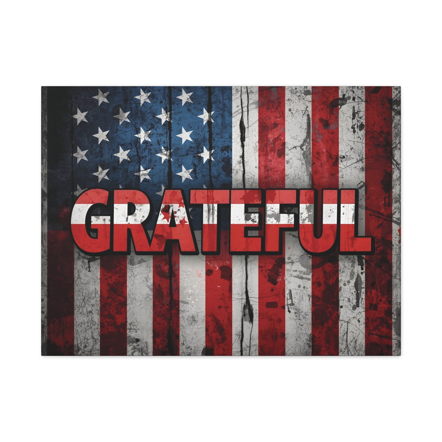 Grateful American Flag Wall Art | Patriotic Canvas Decor, Home Wall Decor, Inspirational Gift, 4th of July Decoration, Veteran's Day