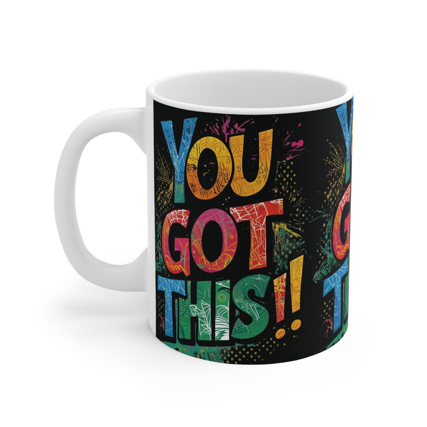 Inspirational Ceramic Coffee Mug - You Got This! Print, Motivational Coffee Cup, Gift for Friends , Positive Affirmation, Home Office Decor, Cheerful Drinkware