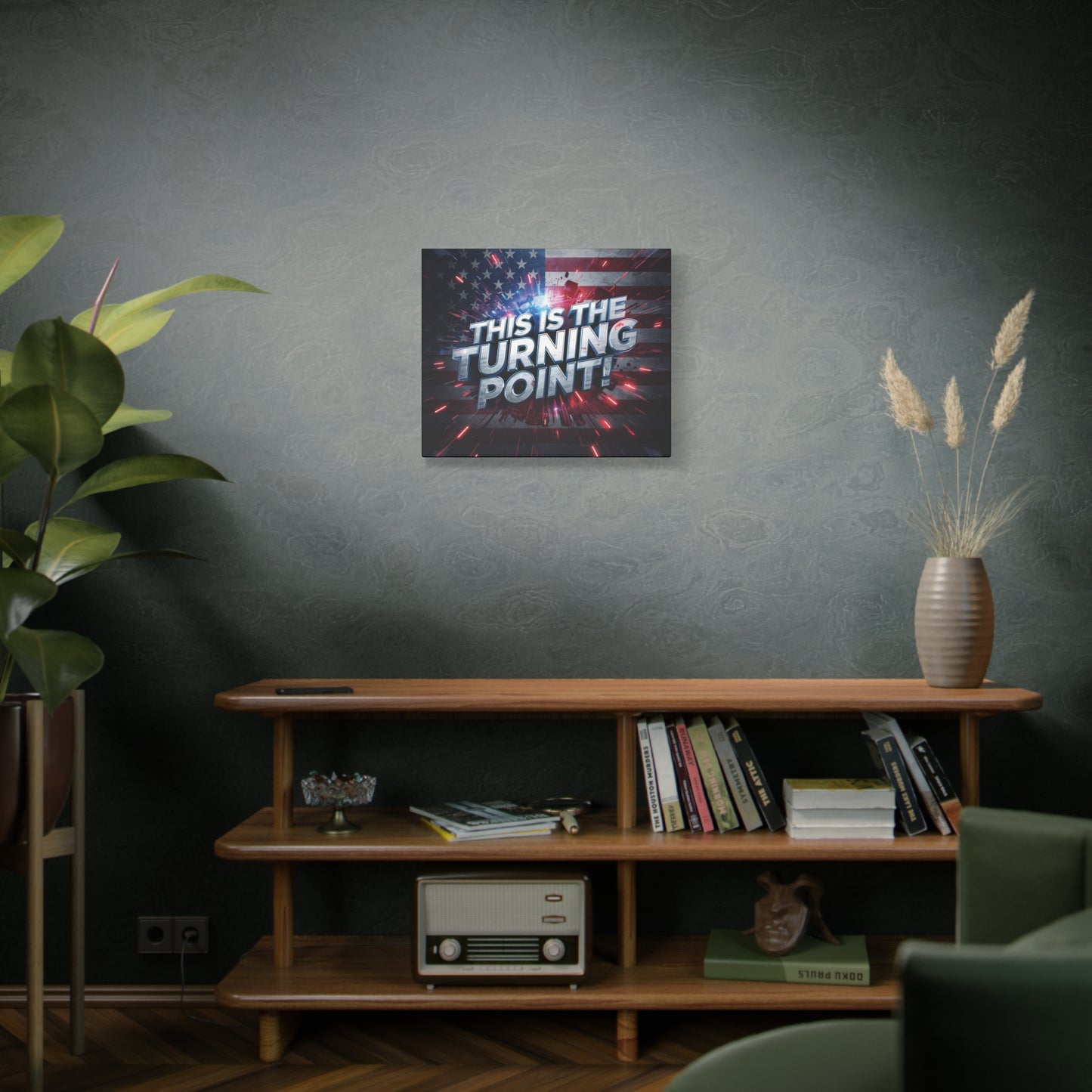 Canvas Print - Patriotic Wall Art - Stunning - Red White Blue - American Flag Backdrop - Charlie Kirk Inspired - This Is The Turning Point! - Multiple Sizes -