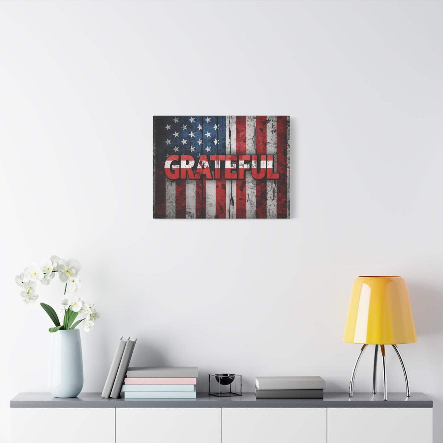 Grateful American Flag Wall Art | Patriotic Canvas Decor, Home Wall Decor, Inspirational Gift, 4th of July Decoration, Veteran's Day