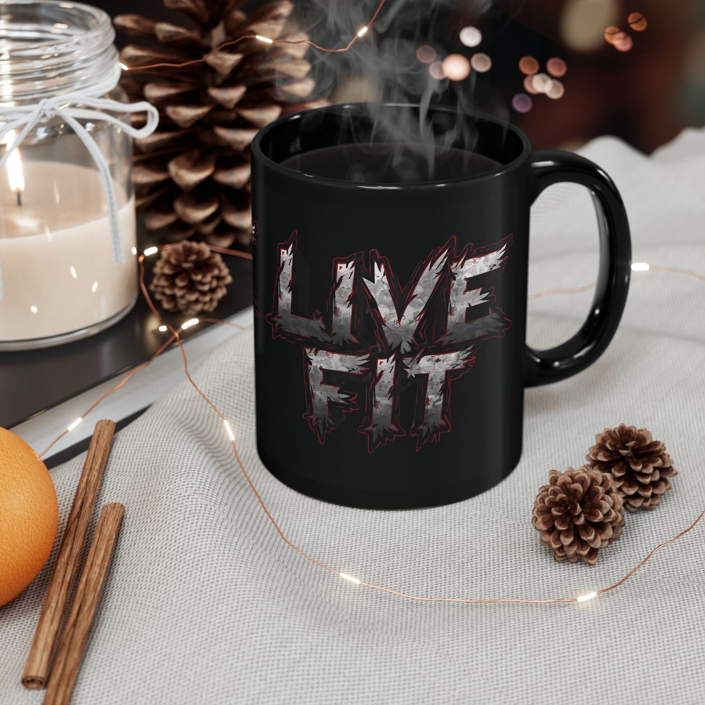 Ceramic Black Mug - LIVE FIT Design - 11oz - 15oz -