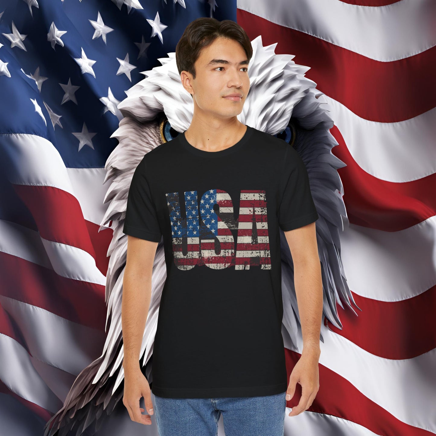 π₯ USA Classic Unisex Red White and Blue Jersey Soft Cotton Short Sleeve Tee π₯